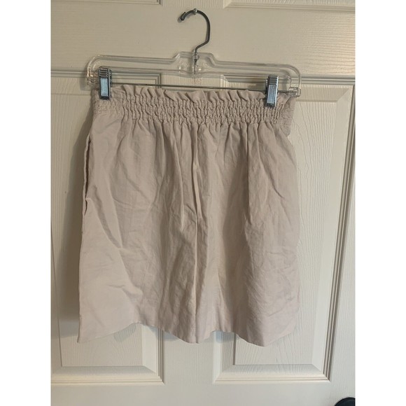 J.Crew Women's Beige Elastic Waist Lined 100% Cotton linen Mini Skirt Size 0 - Picture 4 of 10